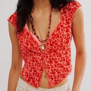 FREE PROPLE Floral Red Women's Top
